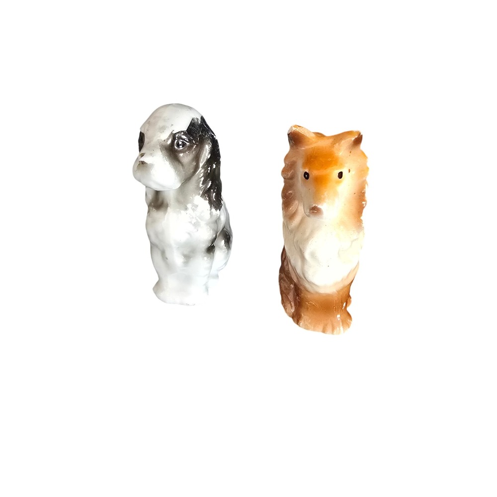 Vintage Ceramic Dog Figurines Set‎ Mini Porcelain Spaniel and Collie Statues